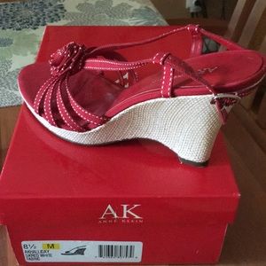 Anne Klein strappy red wedge sandles. Like new.